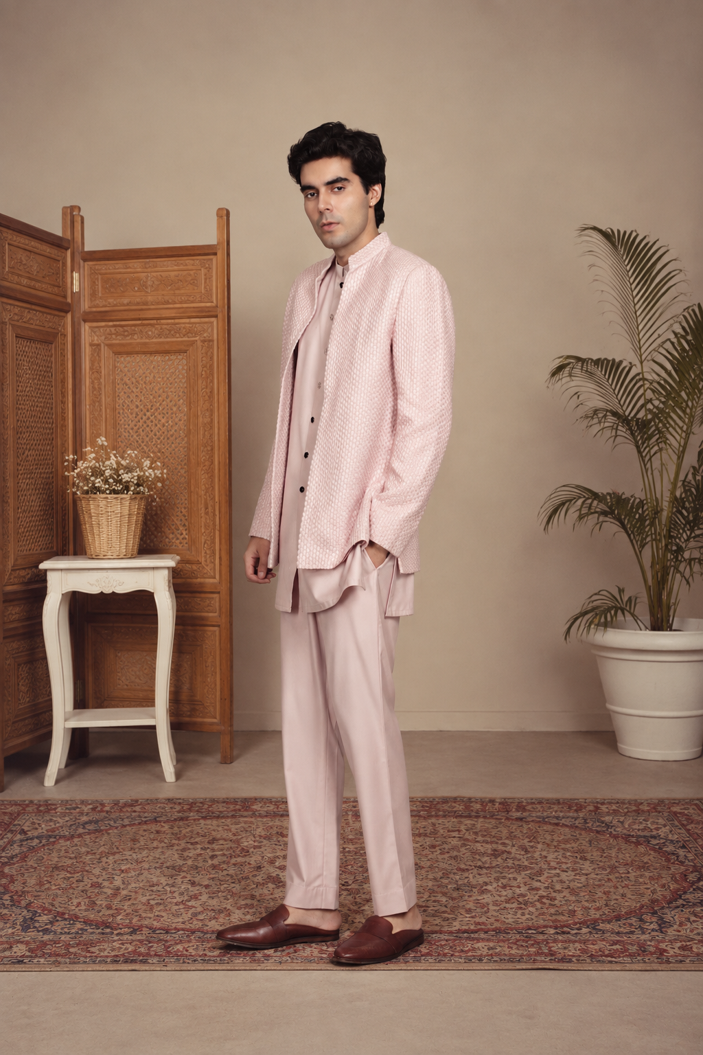 Raaz Indo Western Jacket Set in Mauve