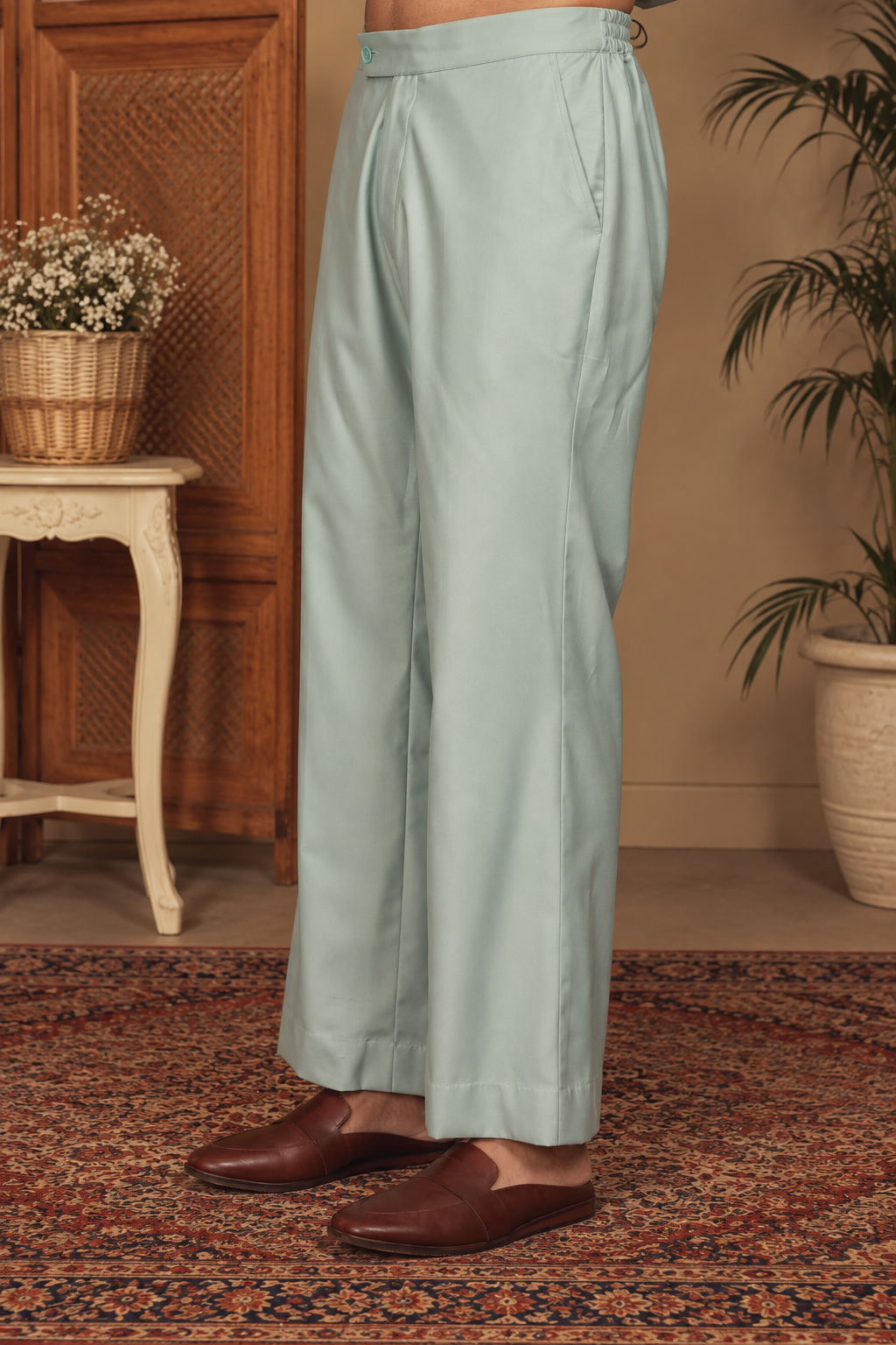 Shair Indo Western Jacket Set in Sage Green