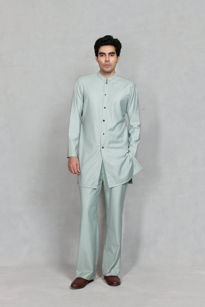 Shair Indo Western Jacket Set in Sage Green