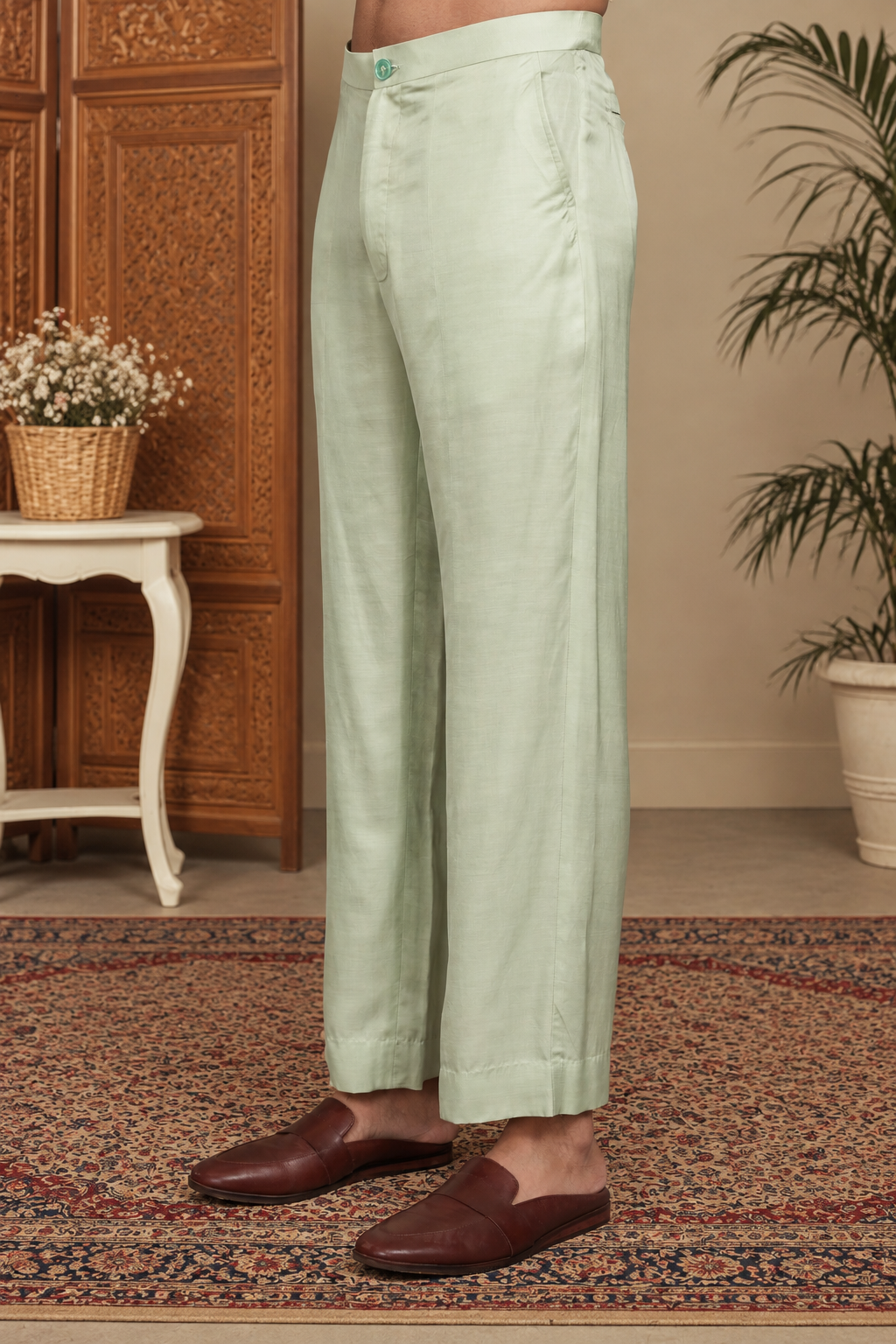 Saagar Indo Western Jacket Set in Mint Green