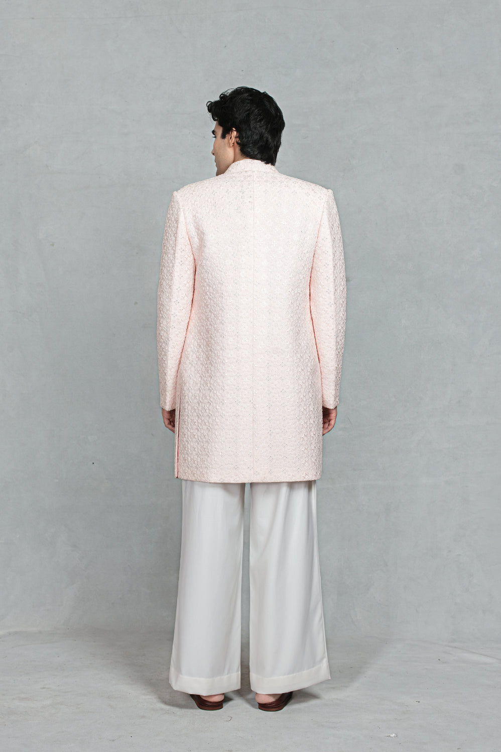 Aahang Indo Western Jacket Set in Light Pink