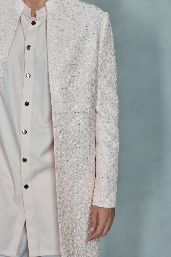 Aahang Indo Western Jacket Set in Light Pink