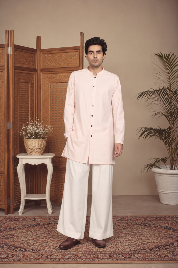 Aahang Indo Western Jacket Set in Light Pink