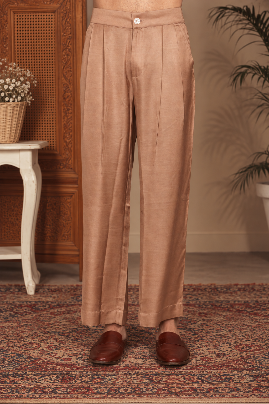 Lams Indo Western Jacket Set in Rose Gold