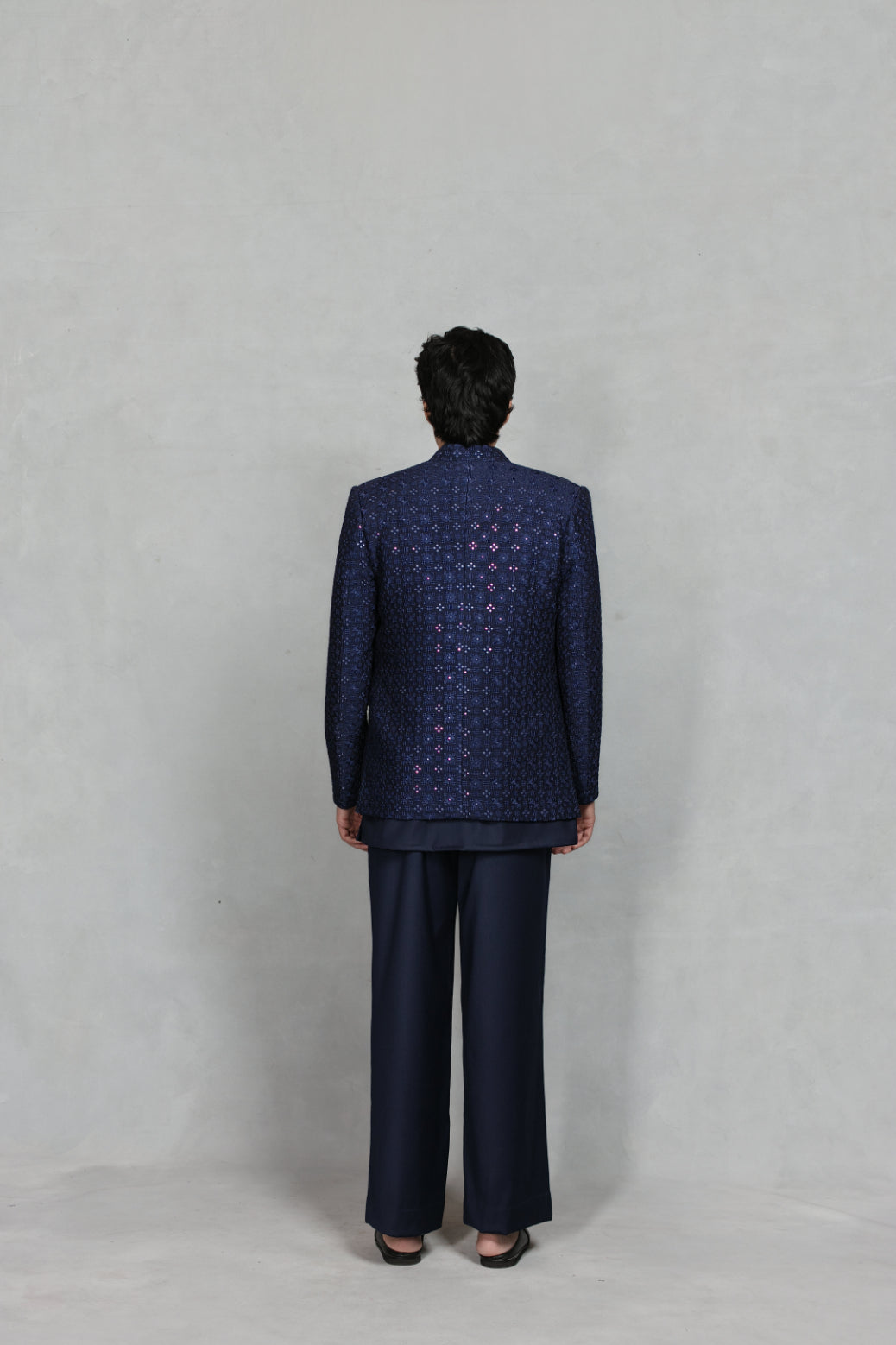 Pravaah Indo Western Jacket Set in Navy Blue