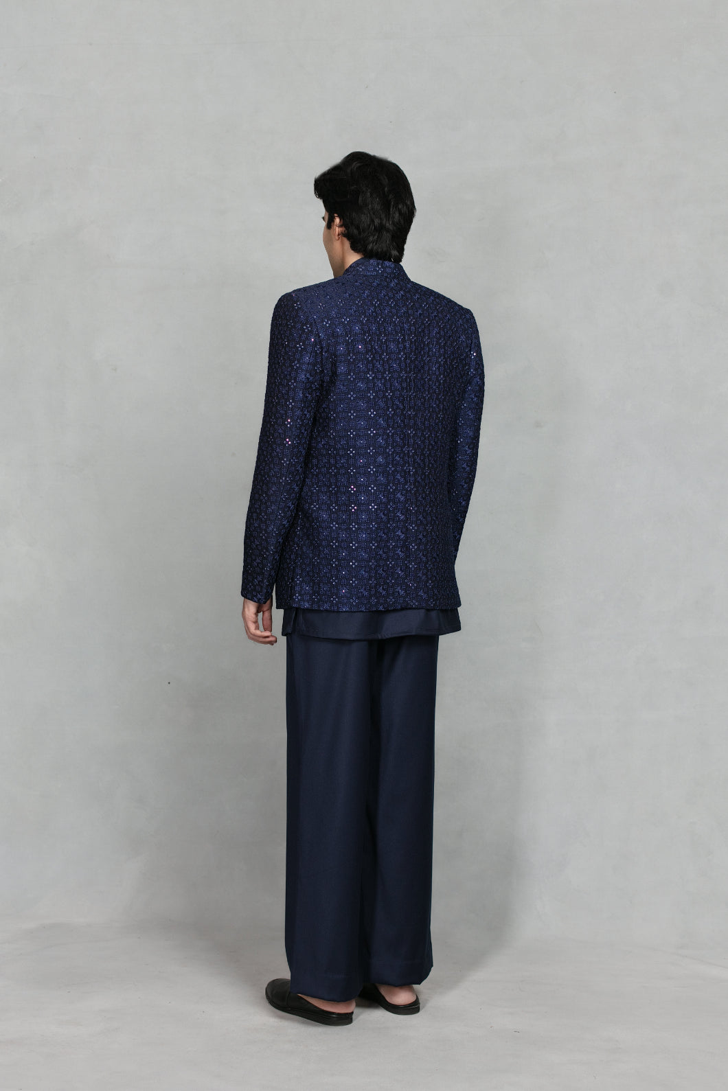 Pravaah Indo Western Jacket Set in Navy Blue