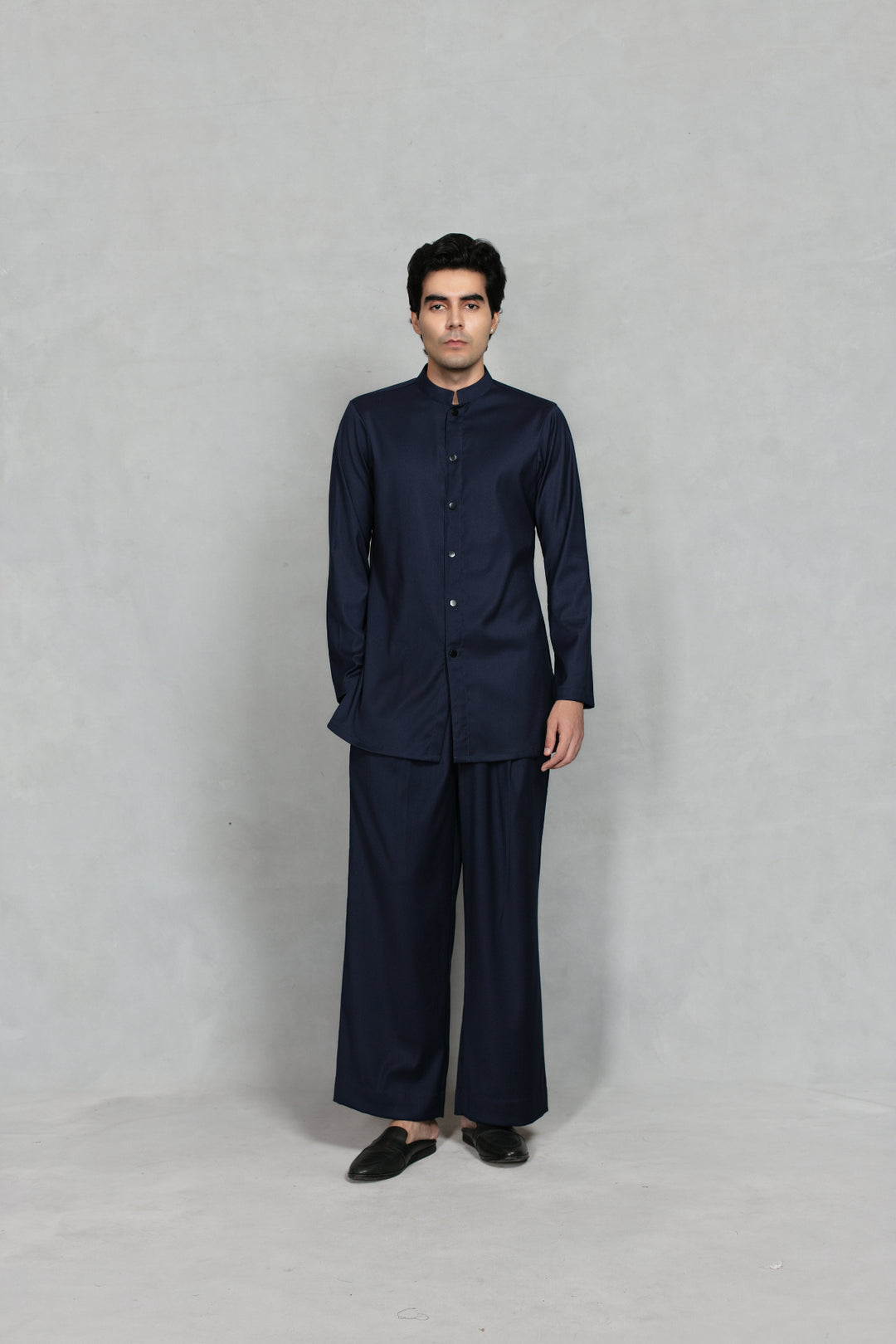 Pravaah Indo Western Jacket Set in Navy Blue