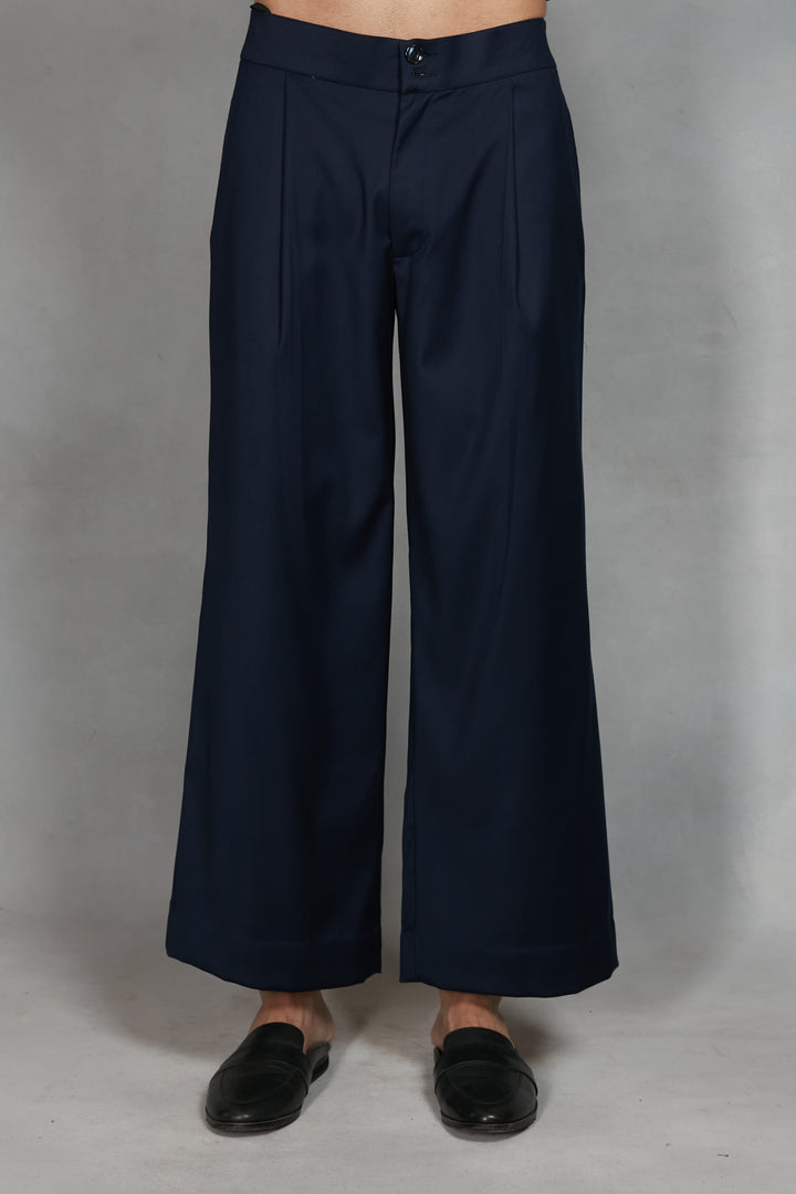 Pravaah Indo Western Jacket Set in Navy Blue