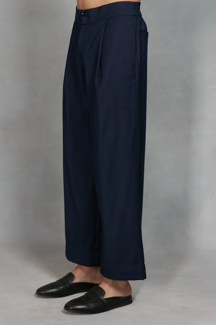 Pravaah Indo Western Jacket Set in Navy Blue