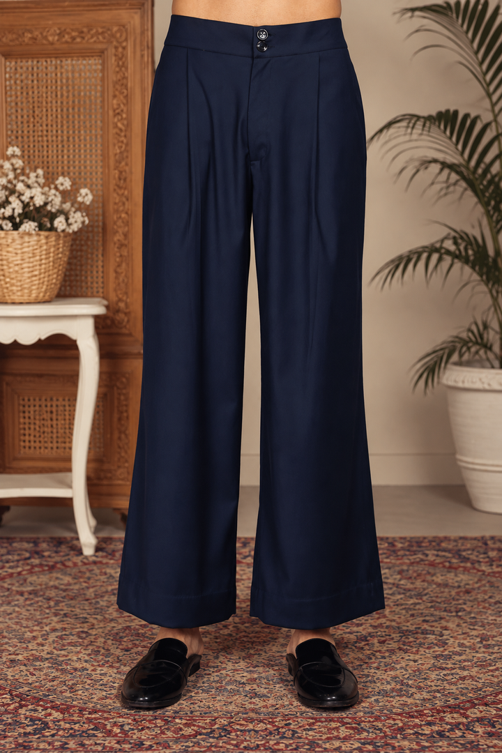 Pravaah Indo Western Jacket Set in Navy Blue
