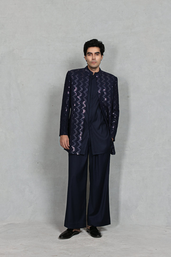 Anant Indo Western Jacket Set in Navy Blue