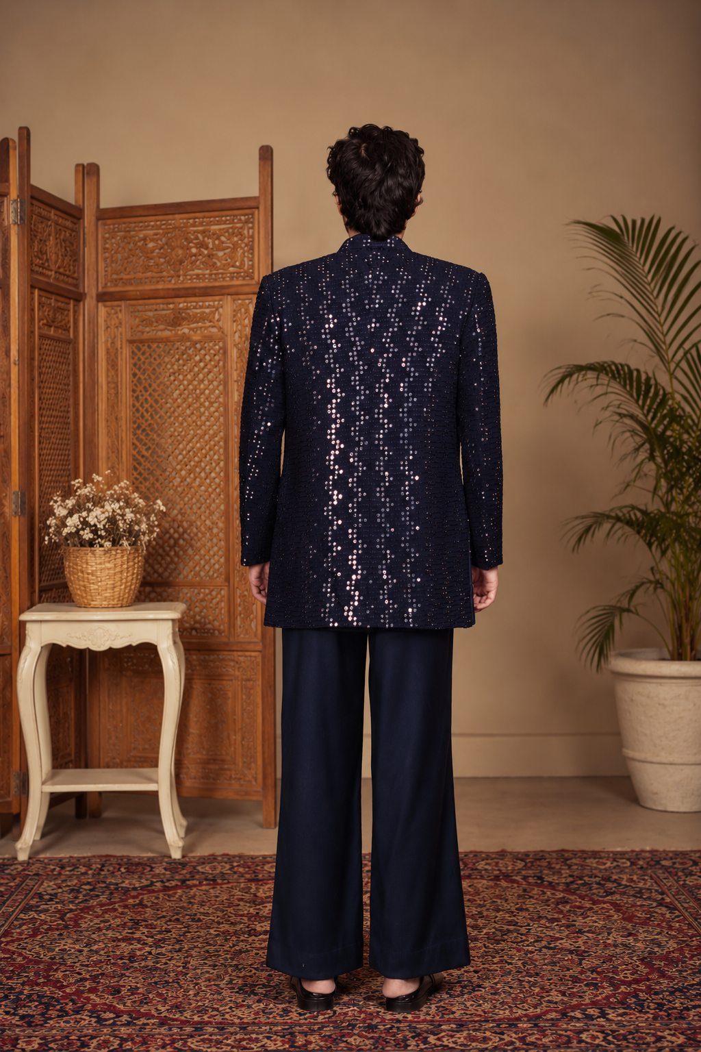 Anant Indo Western Jacket Set in Navy Blue