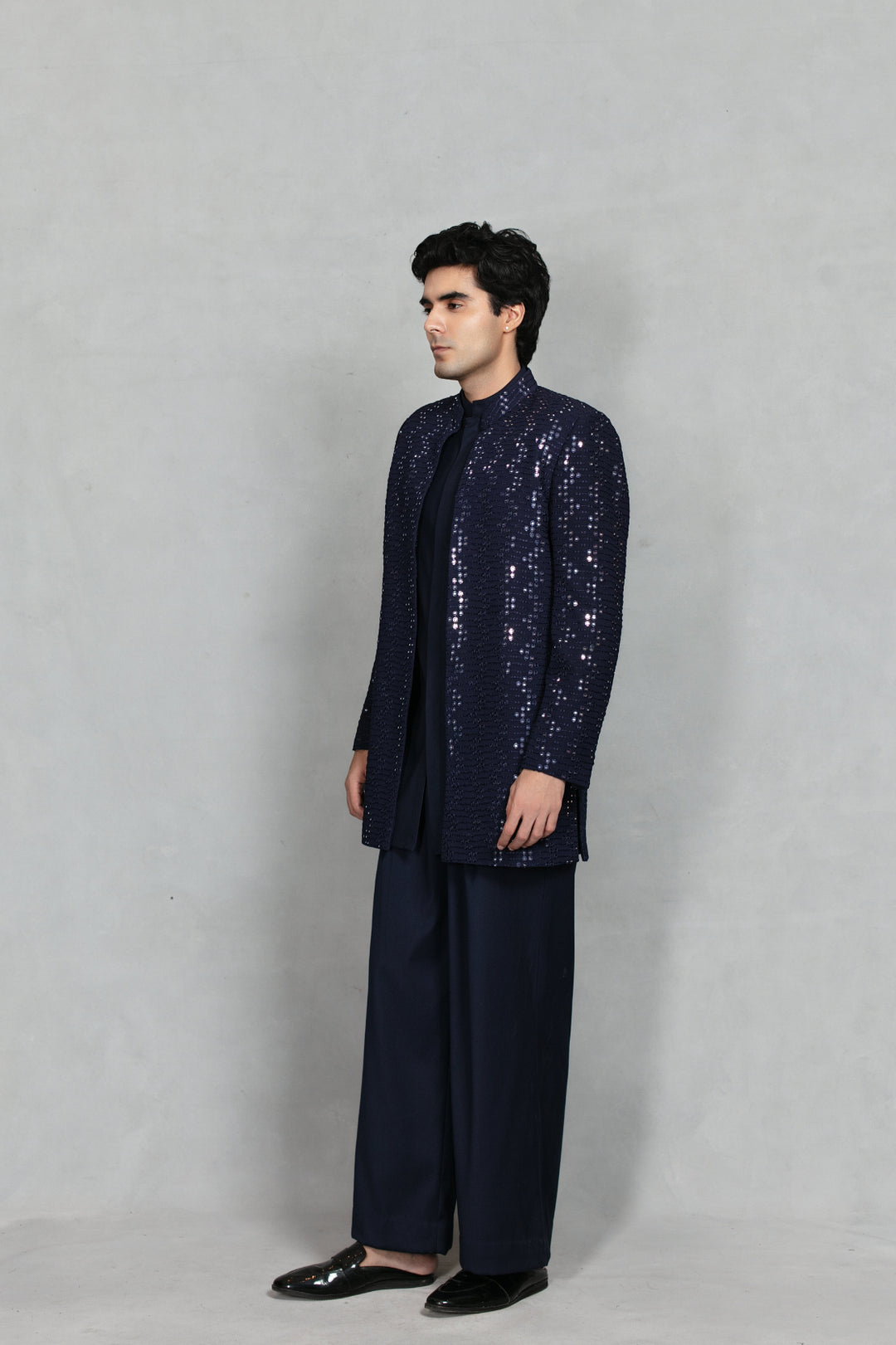 Anant Indo Western Jacket Set in Navy Blue