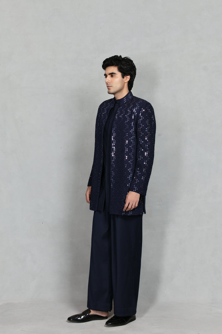 Anant Indo Western Jacket Set in Navy Blue