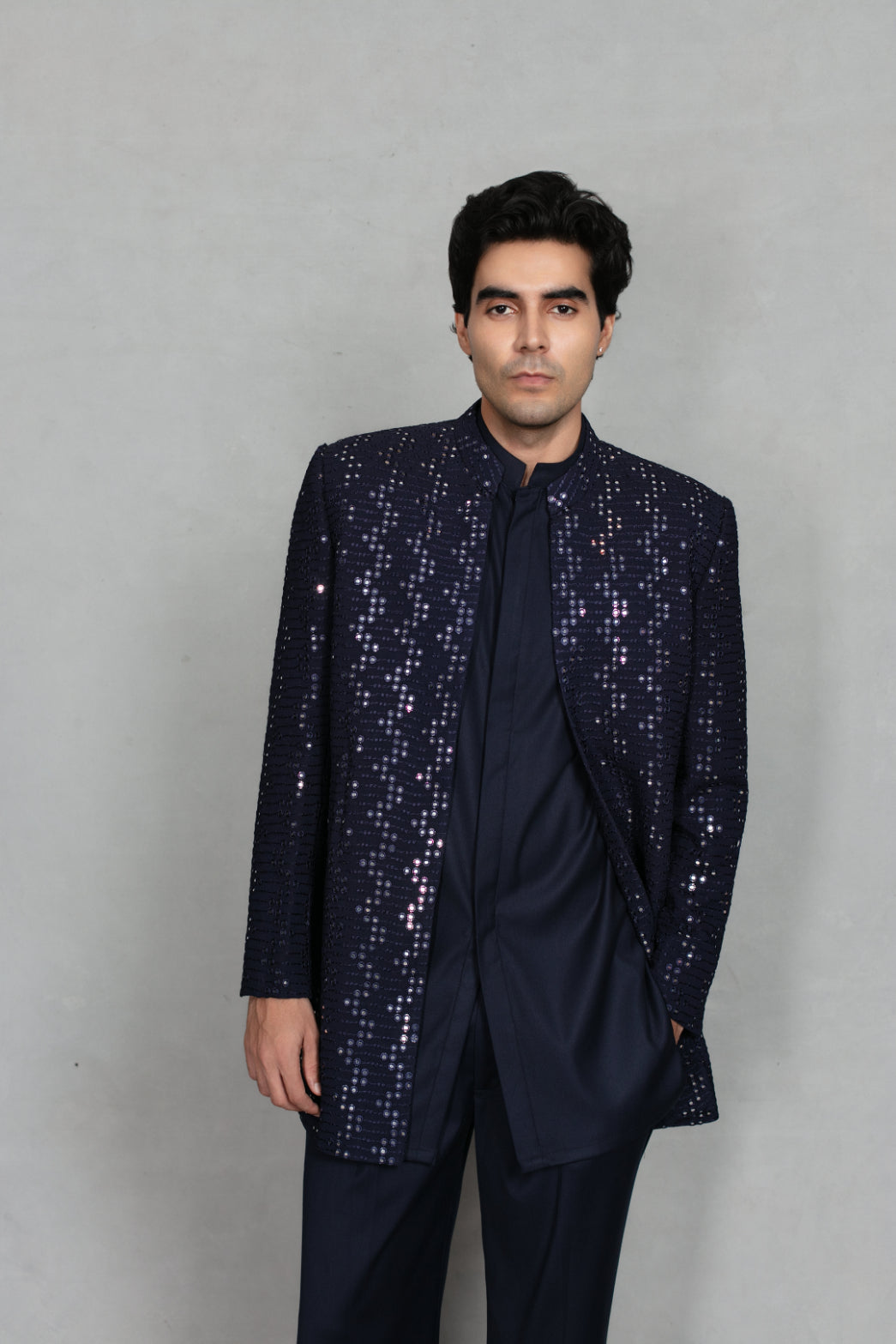 Anant Indo Western Jacket Set in Navy Blue