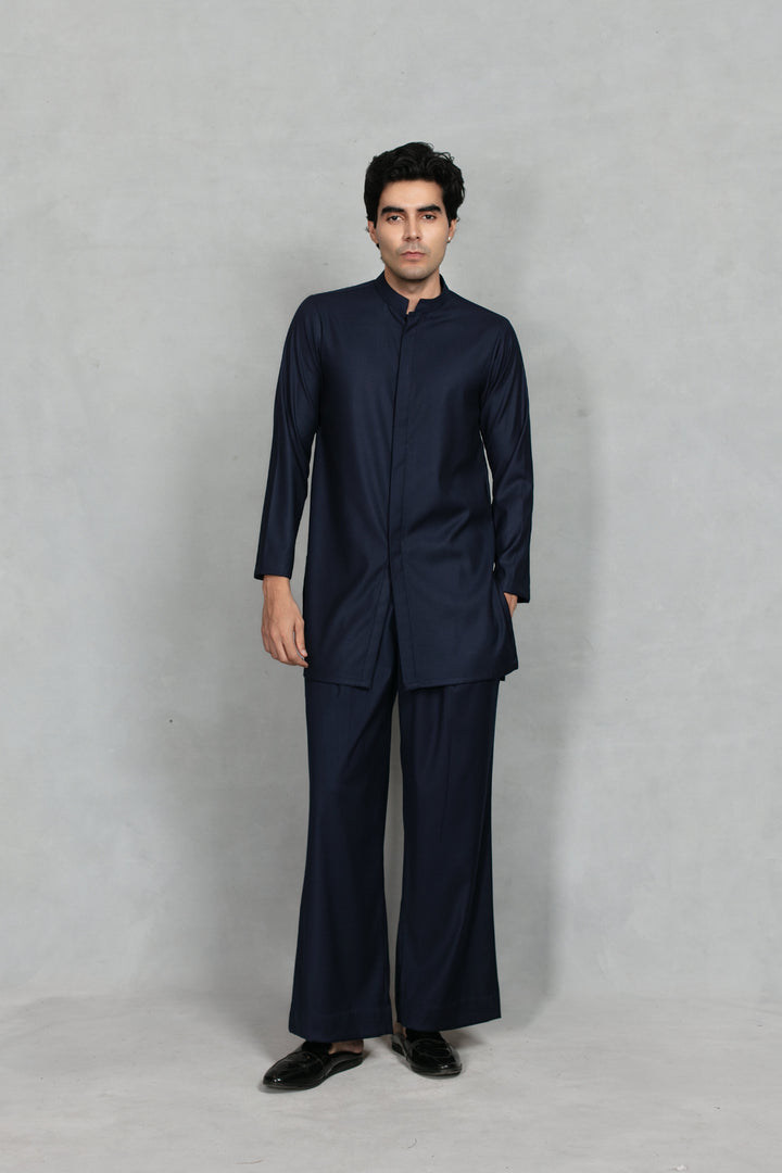 Anant Indo Western Jacket Set in Navy Blue