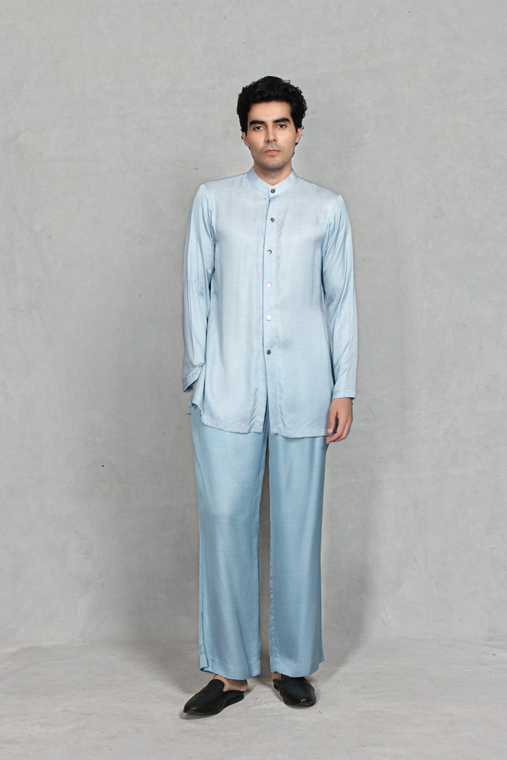 Saar Indo Western Jacket Set in Light Blue