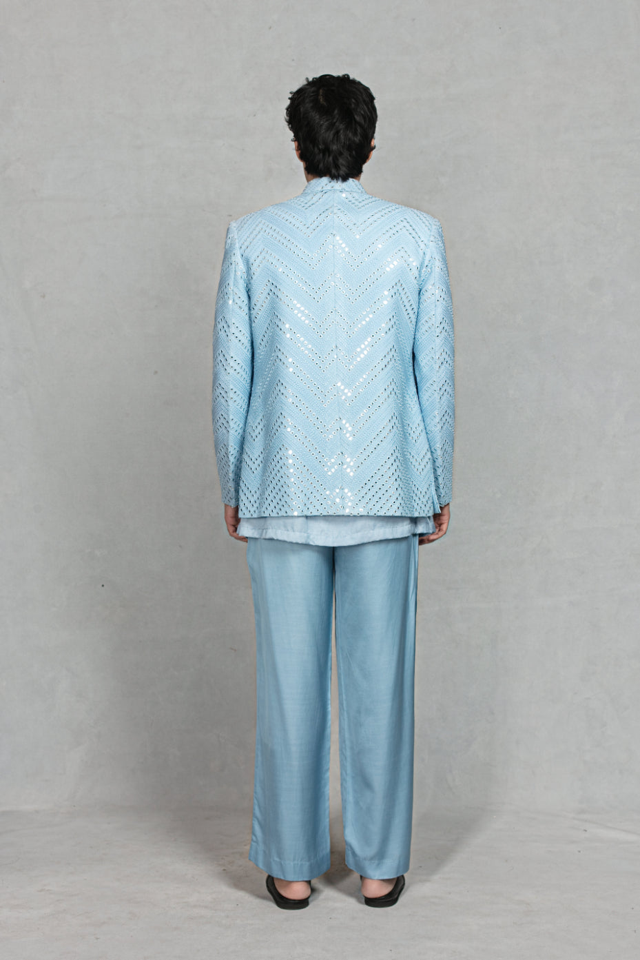 Saar Indo Western Jacket Set in Light Blue