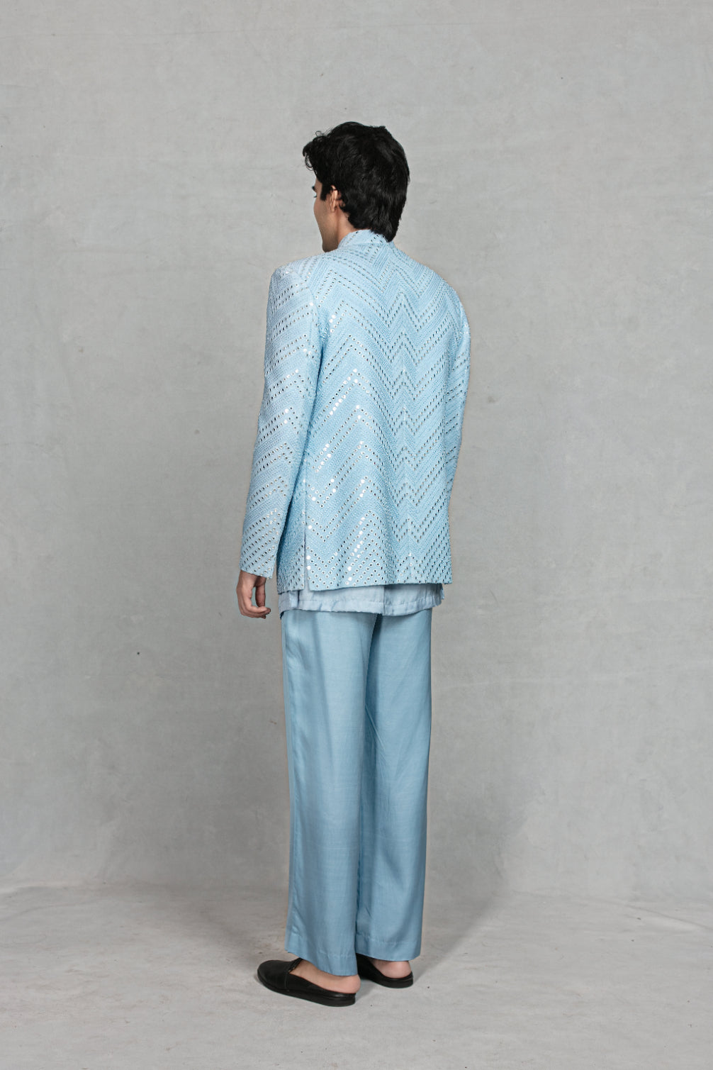 Saar Indo Western Jacket Set in Light Blue