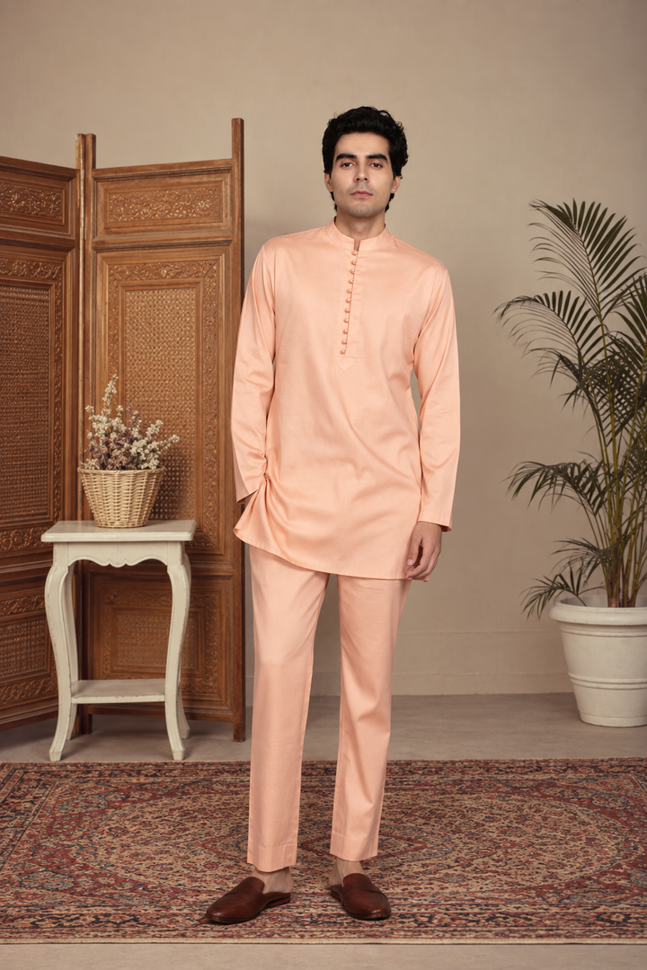 Tatva Indo Western Jacket Set in Peach