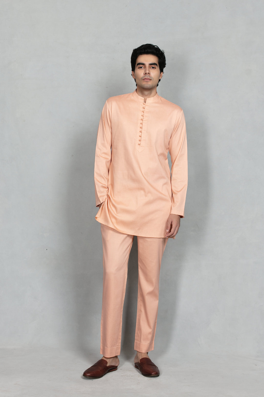 Tatva Indo Western Jacket Set in Peach