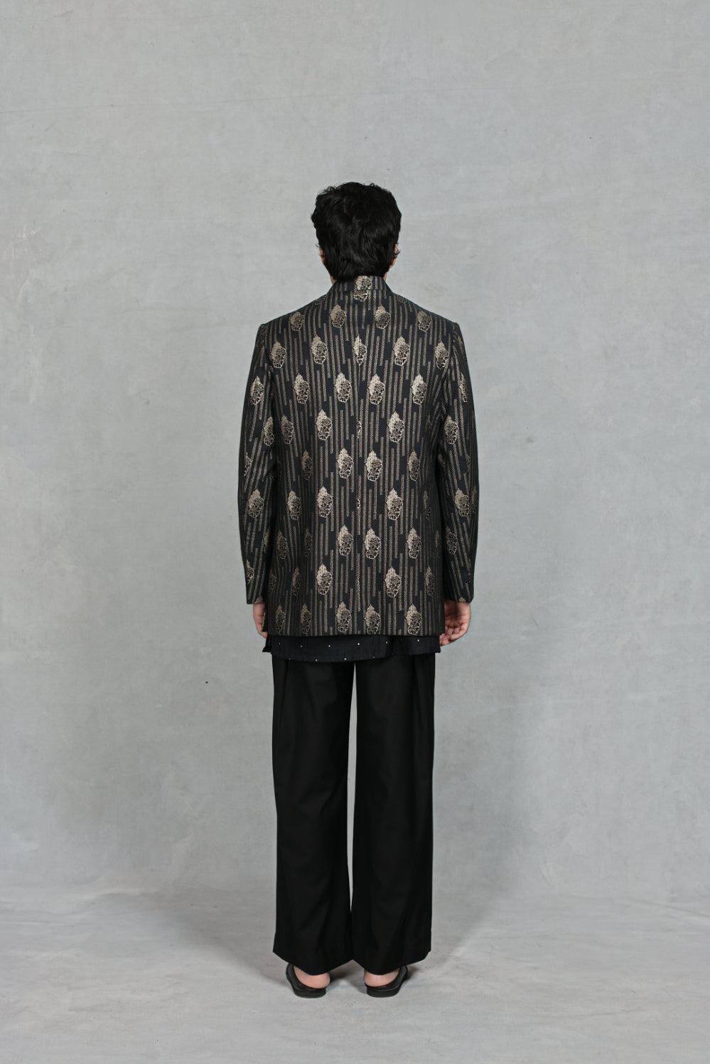Takht Indo - Western Jacket Set in Black