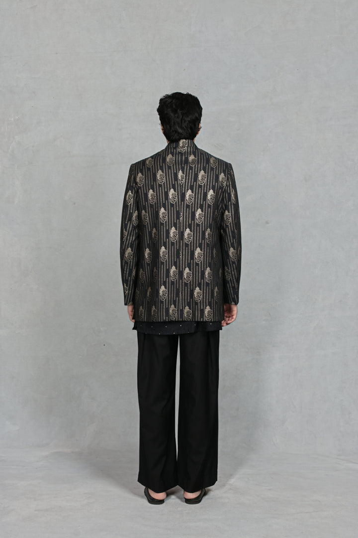 Takht Indo - Western Jacket Set in Black