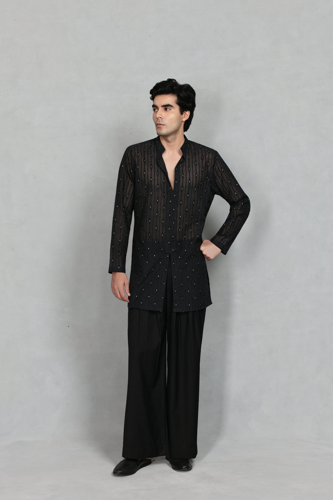 Takht Indo - Western Jacket Set in Black