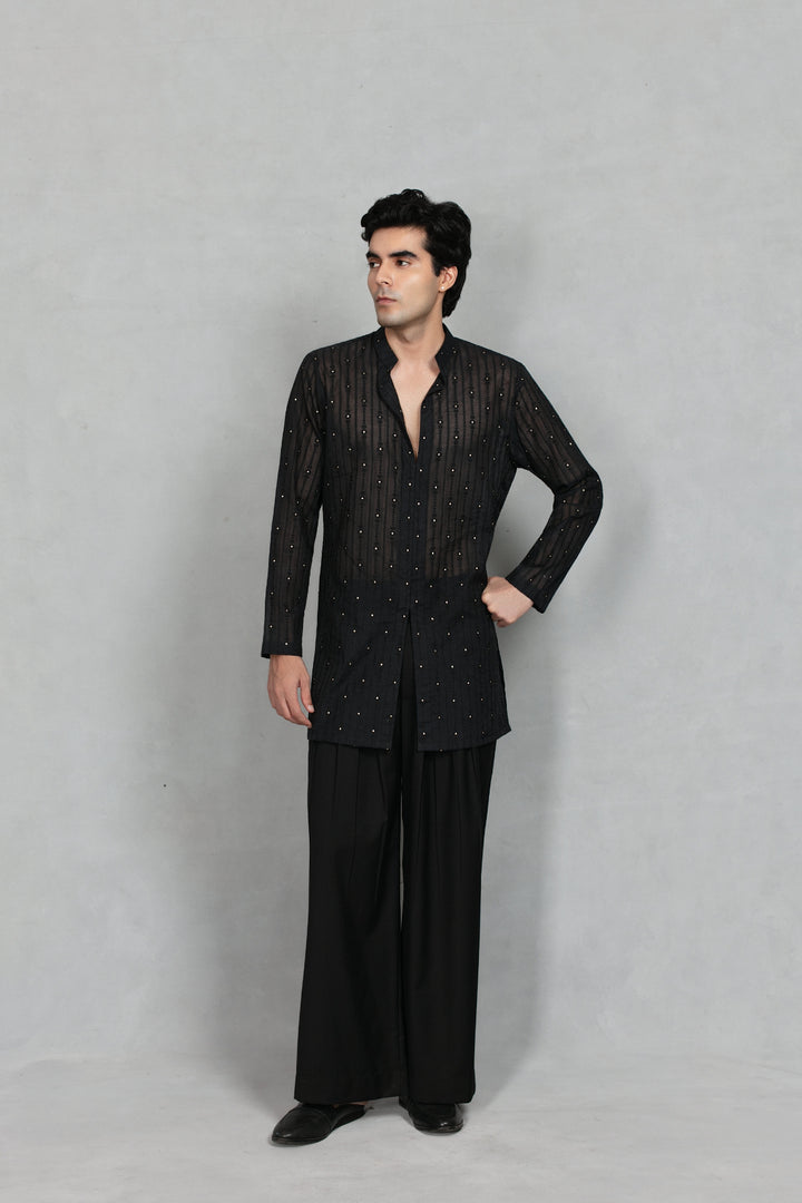 Takht Indo - Western Jacket Set in Black