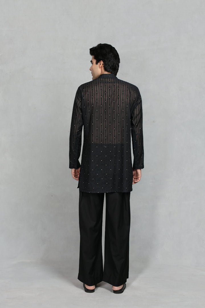 Takht Indo - Western Jacket Set in Black