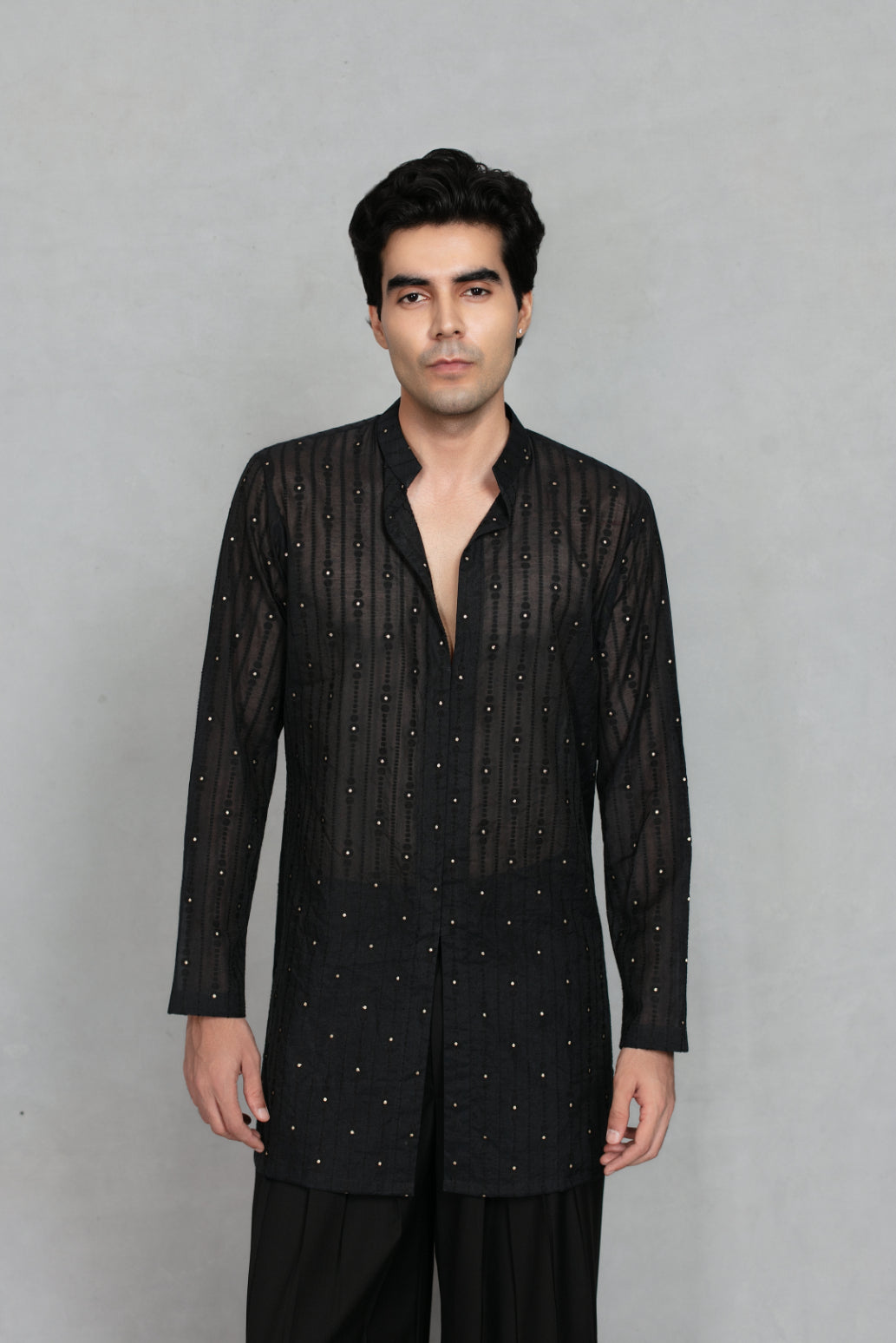 Takht Indo - Western Jacket Set in Black
