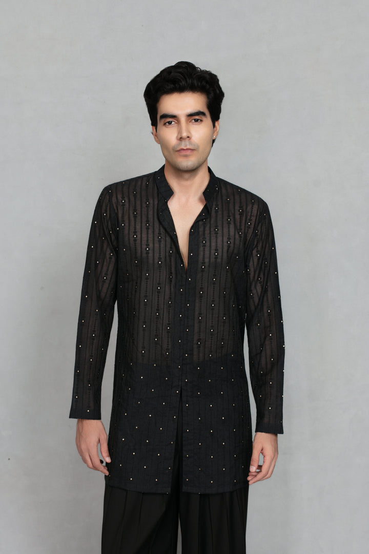 Takht Indo - Western Jacket Set in Black
