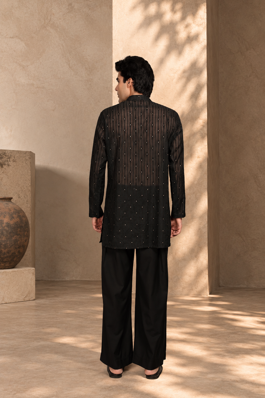 Takht Indo - Western Jacket Set in Black