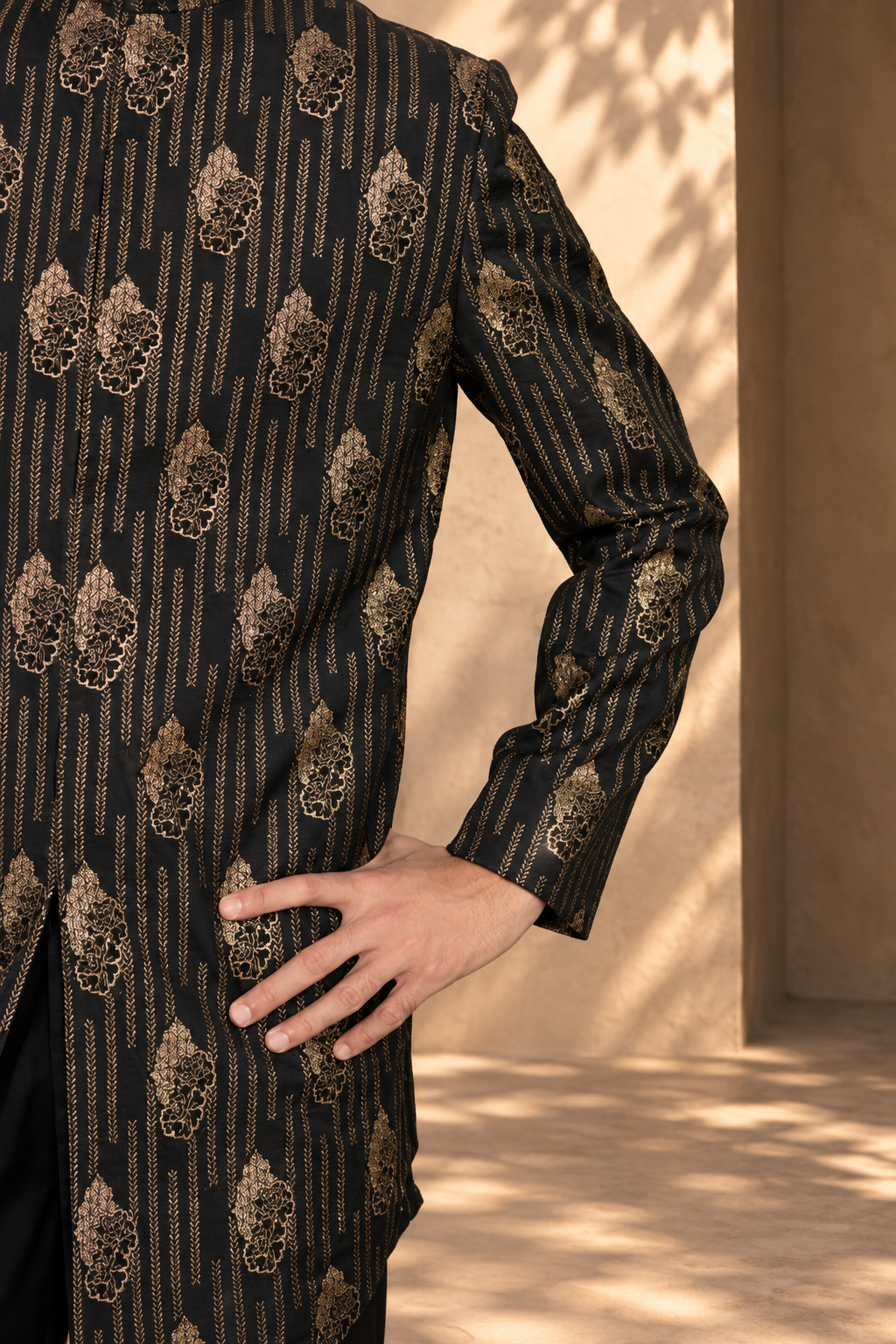 Takht Indo - Western Jacket Set in Black