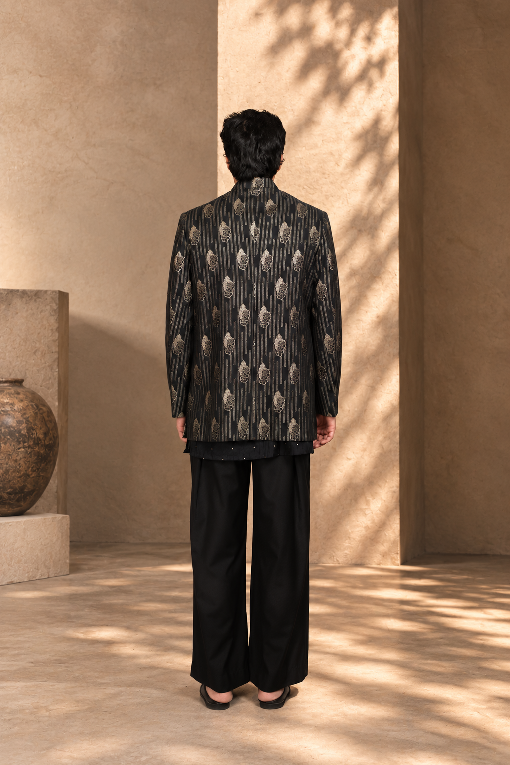 Takht Indo - Western Jacket Set in Black