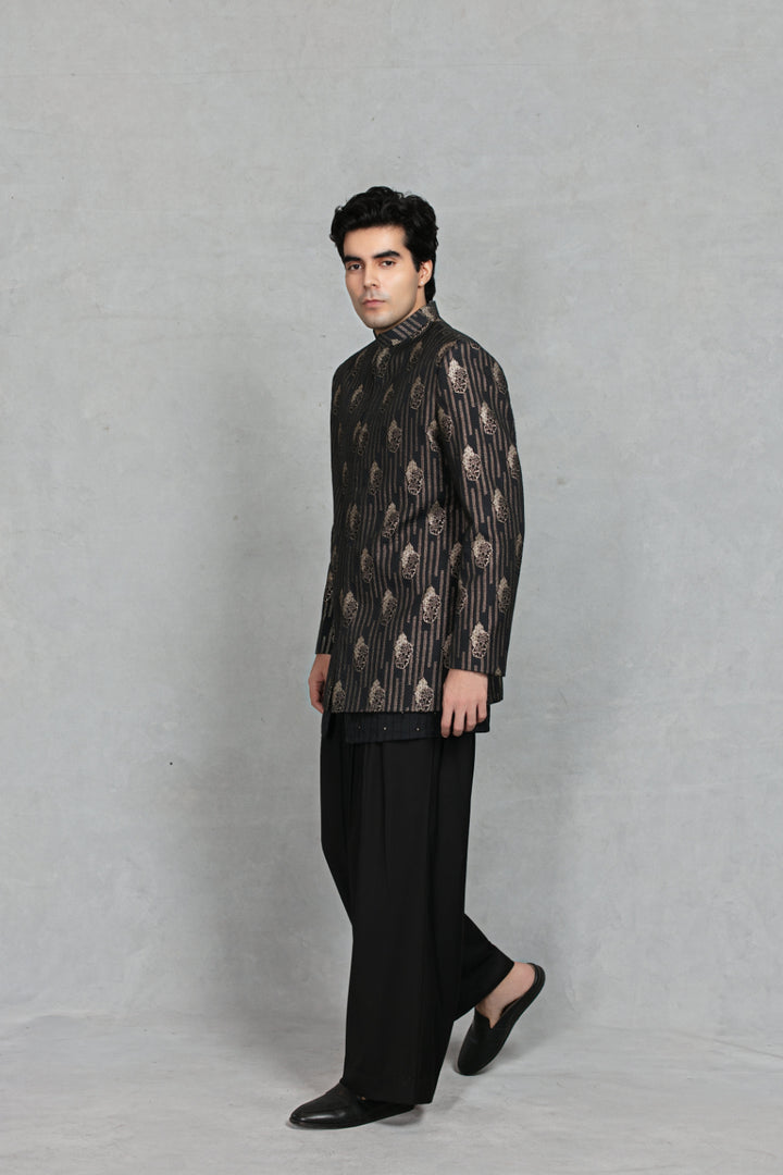 Takht Indo - Western Jacket Set in Black
