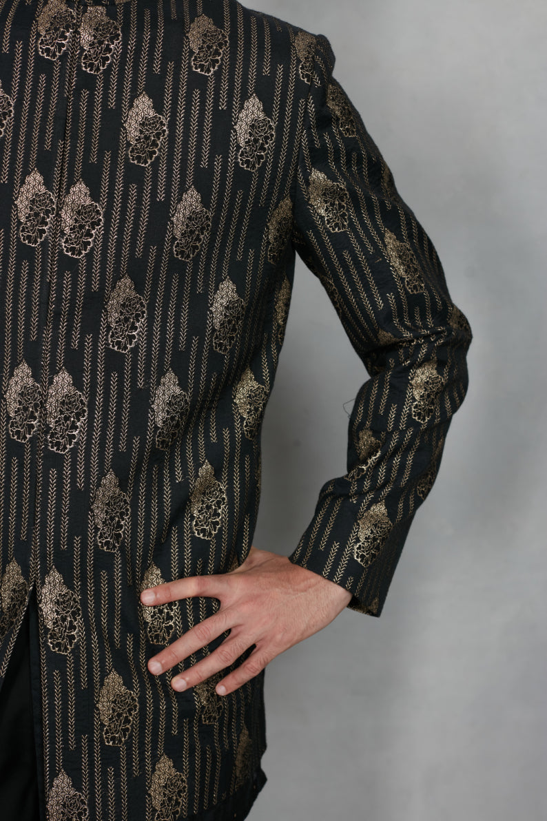 Takht Indo - Western Jacket Set in Black
