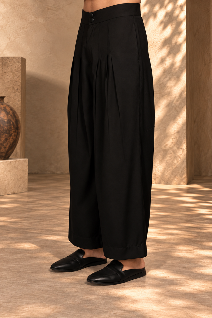 Takht Indo - Western Jacket Set in Black