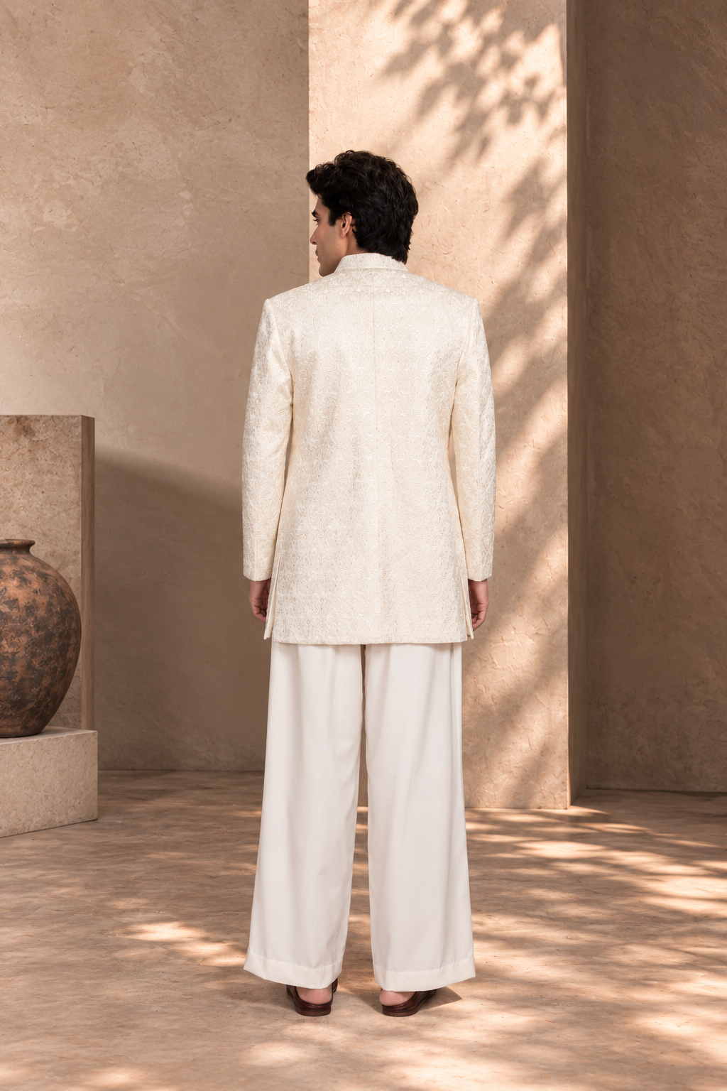 Naksh Indo - Western Jacket Set in White