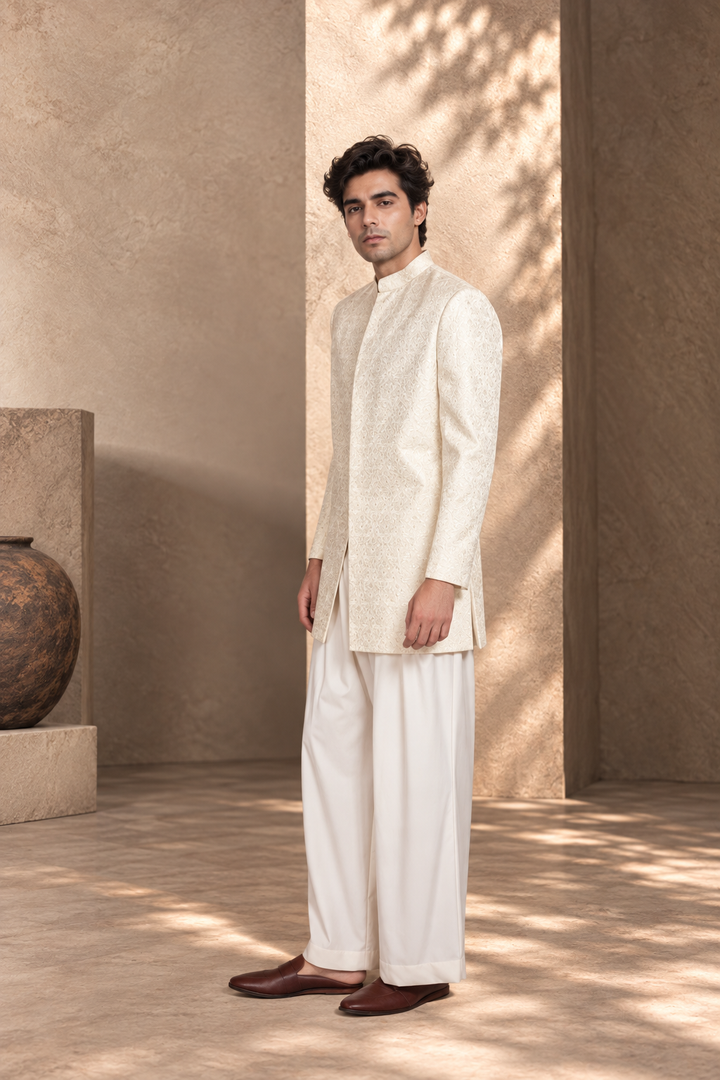 Naksh Indo - Western Jacket Set in White