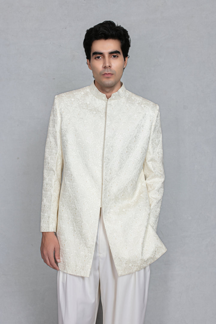 Naksh Indo - Western Jacket Set in White