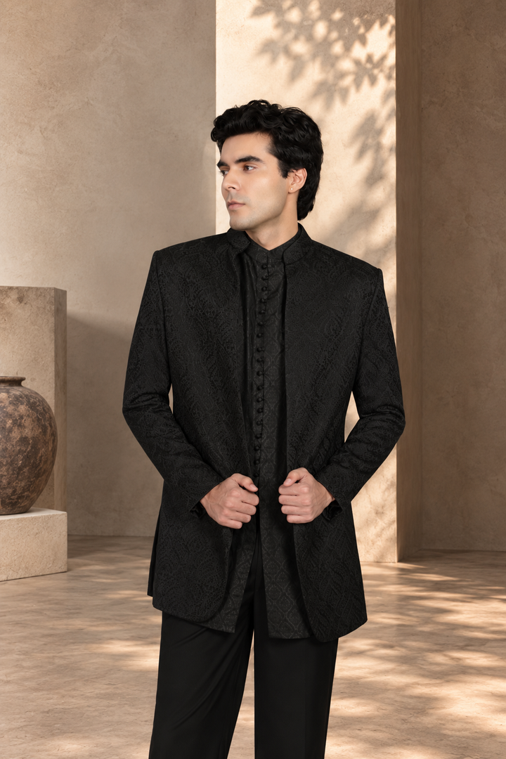Shahi Indo - Western Jacket Set in Black