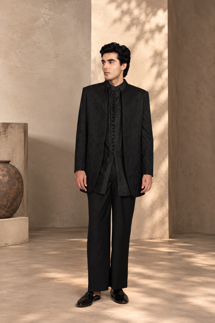 Shahi Indo - Western Jacket Set in Black