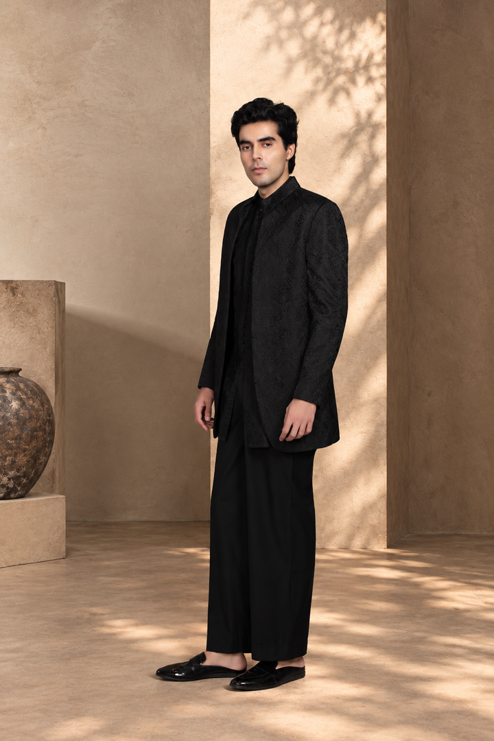 Shahi Indo - Western Jacket Set in Black