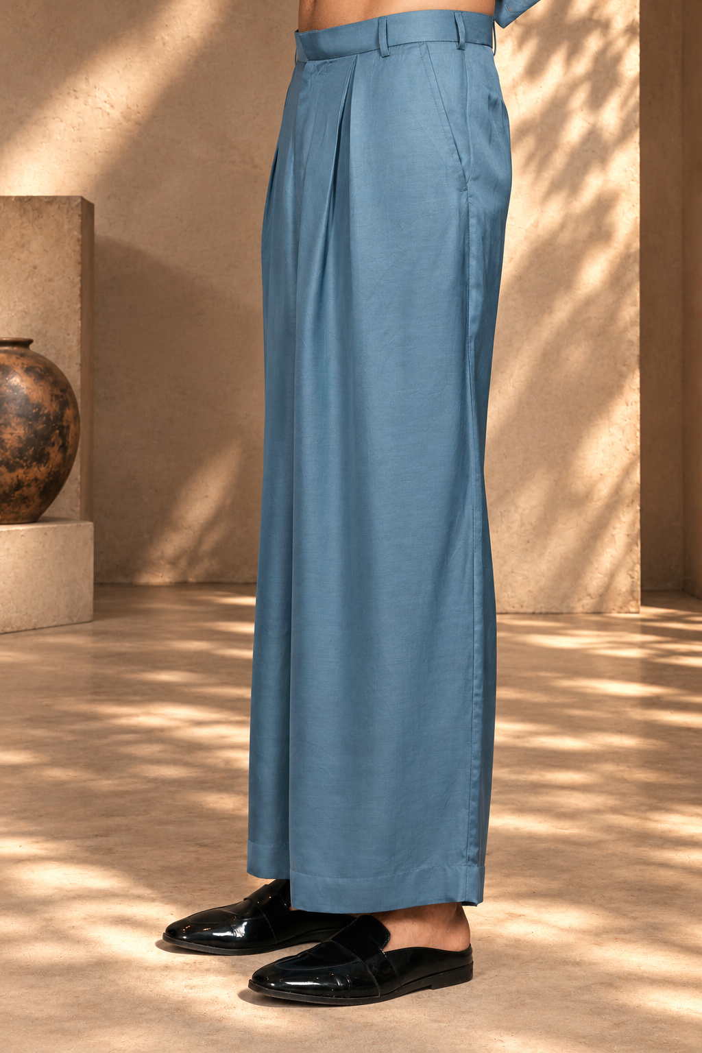 Naqqashi Indo - Western Jacket Set in Light Blue