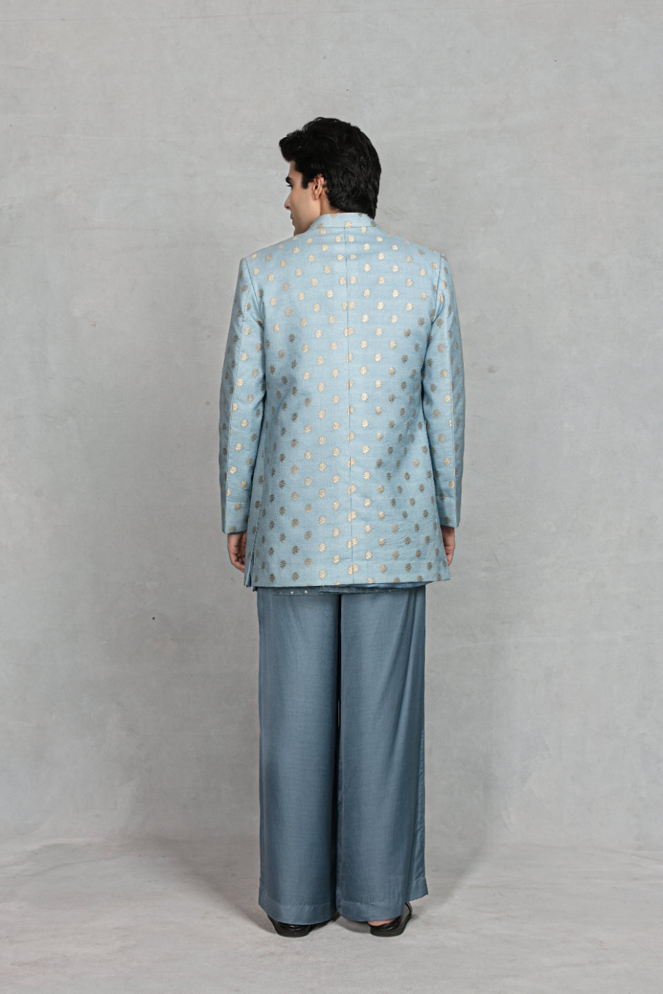 Naqqashi Indo - Western Jacket Set in Light Blue