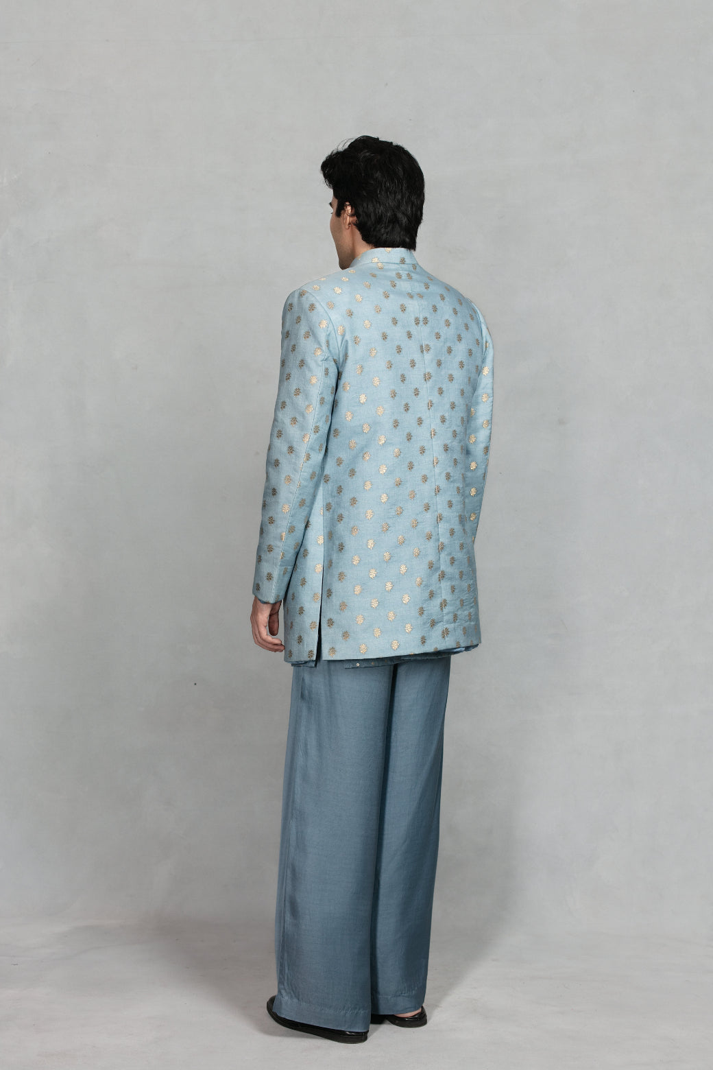 Naqqashi Indo - Western Jacket Set in Light Blue