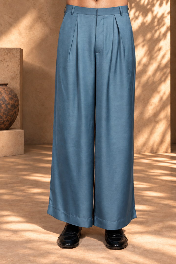 Naqqashi Indo - Western Jacket Set in Light Blue