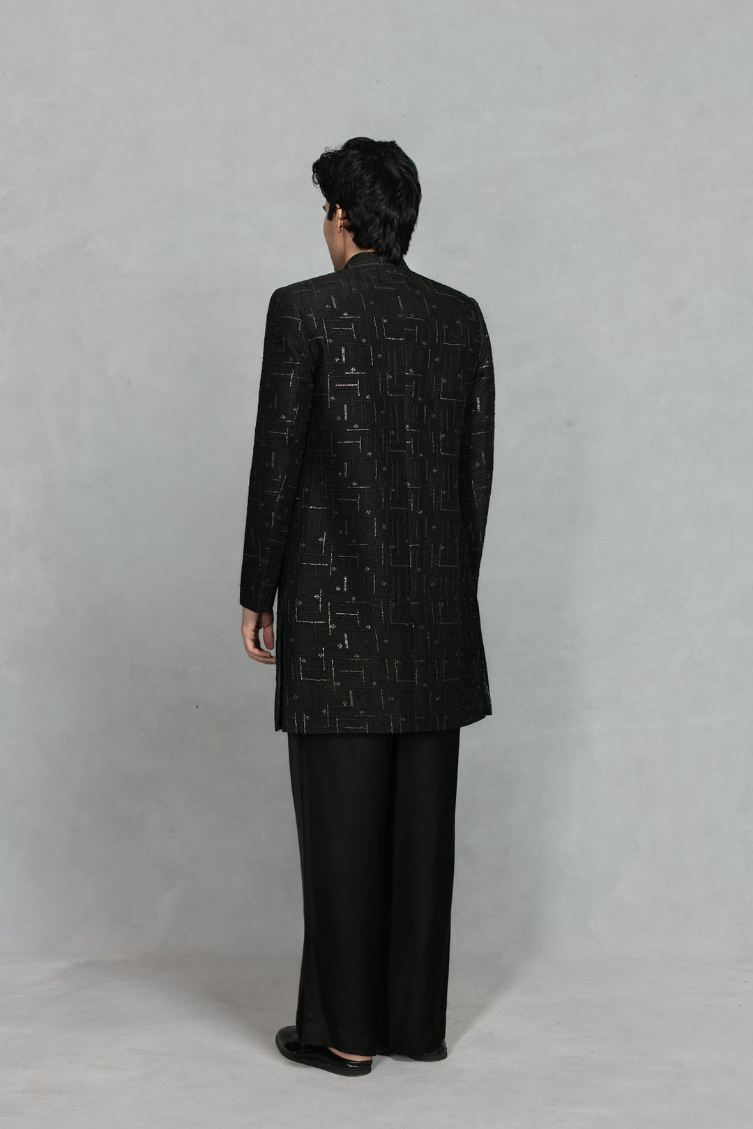 Tavas Indo Western Jacket Set in Black
