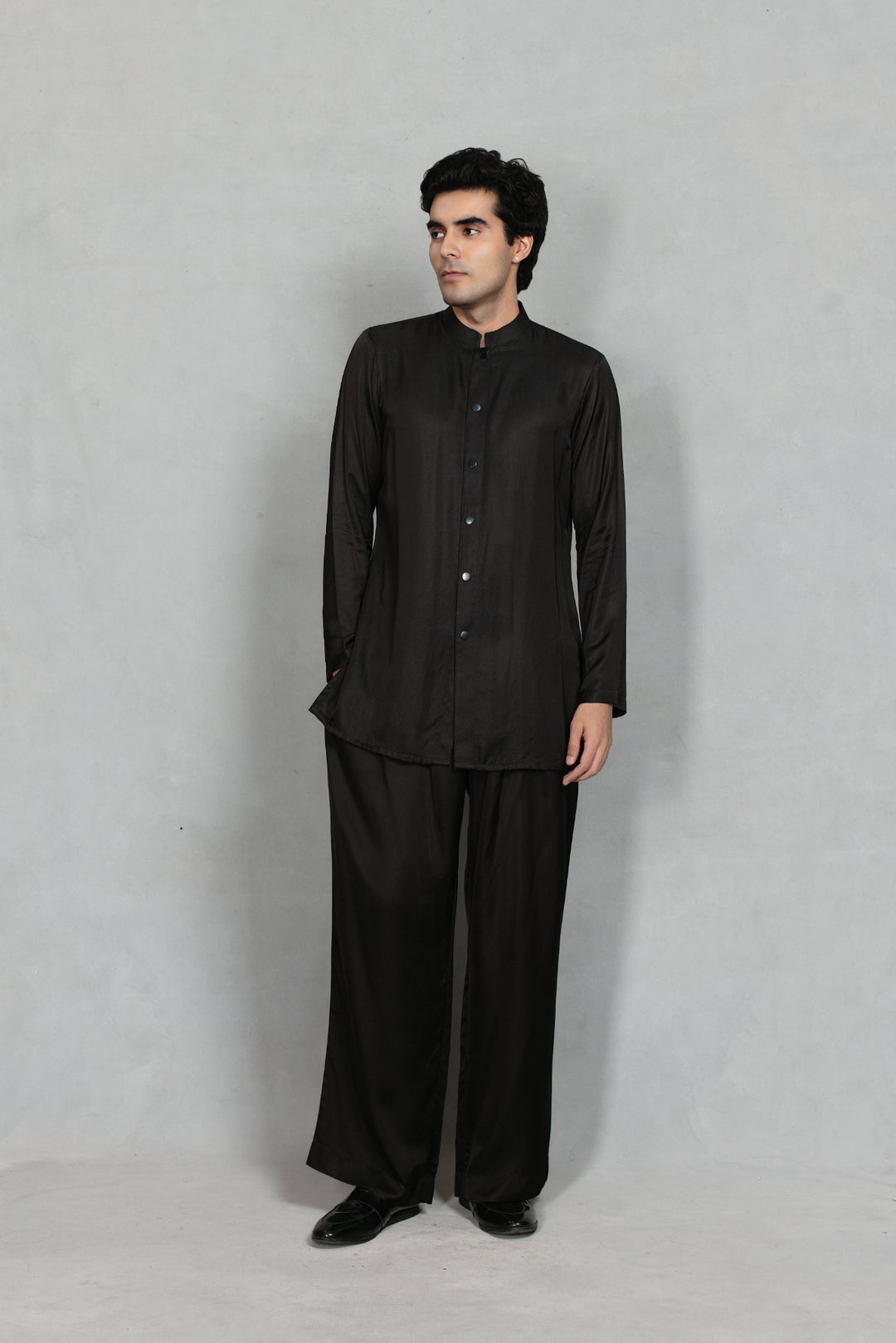 Tavas Indo Western Jacket Set in Black